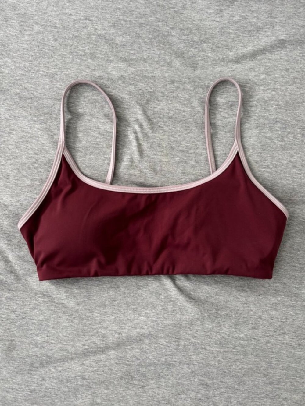 Urban Outfitters Bikini Top Womens S Maroon Burgundy Pink Contrast Trim Coquette